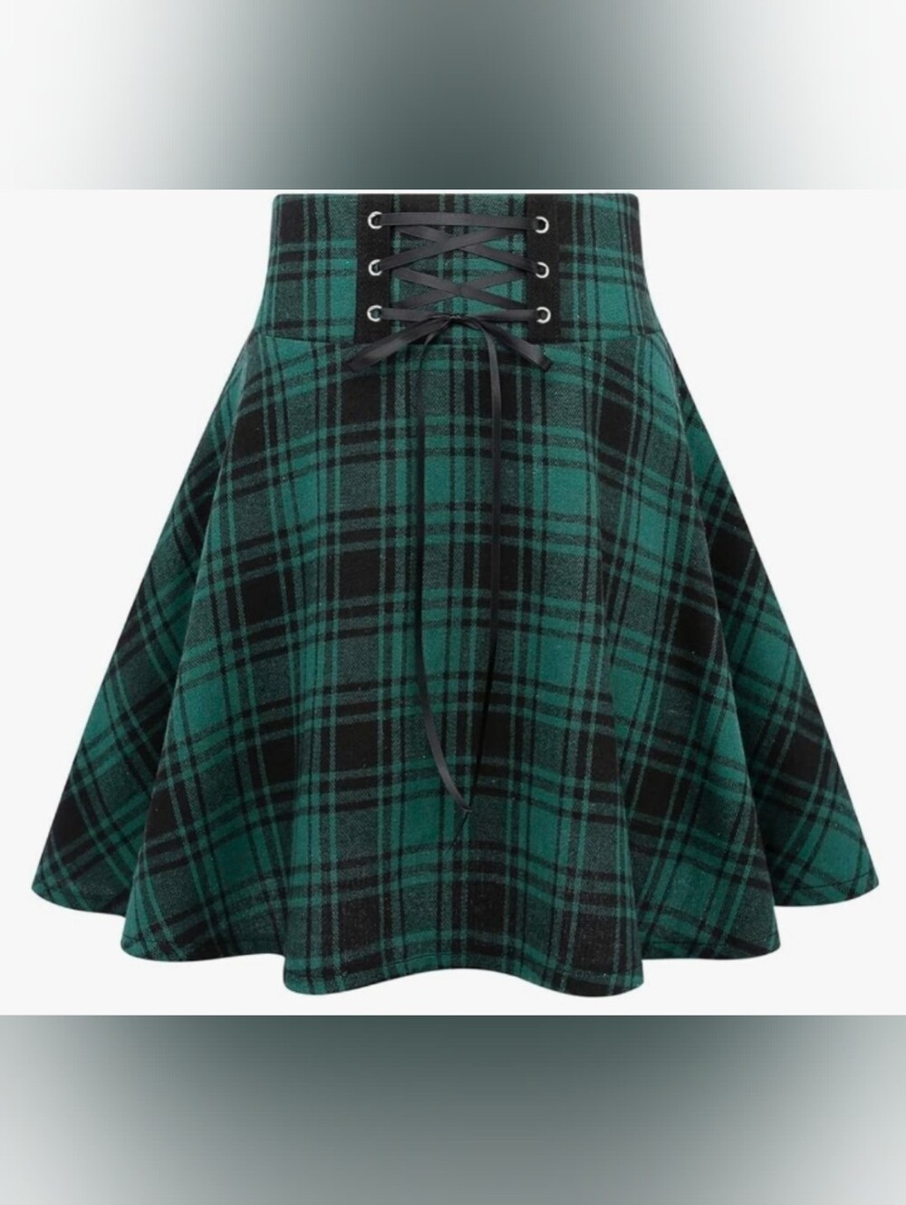 IDEALSANXUN Gothic Plaid Mini Skirts for Women Short High Waist Plaid Skirt
